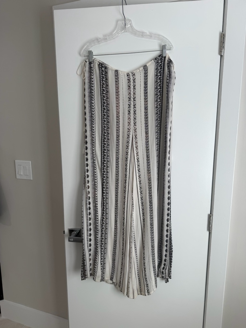 Women's Black & Cream Striped Swim Coverup Pants